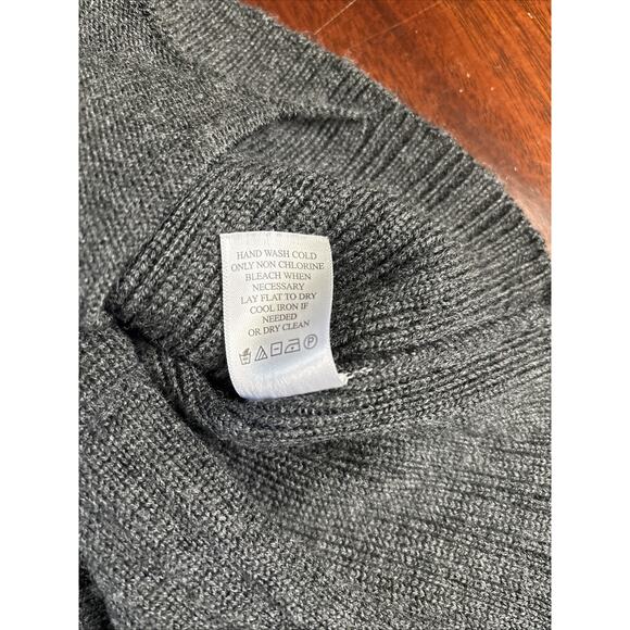 Coldwater Creek Faux Fur Collar Cardigan Sweater Sz Small Gray Wool Preppy Glam - Picture 5 of 8